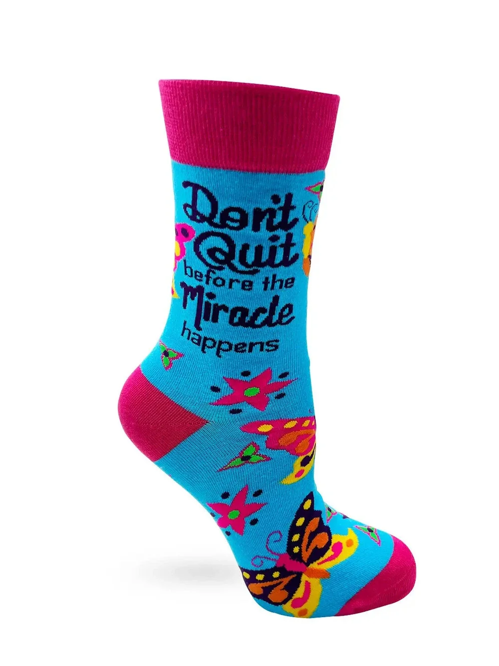 FD4 | Fabdaz Women's Novelty Crew Socks | Don't Quit Before | Size 5-10